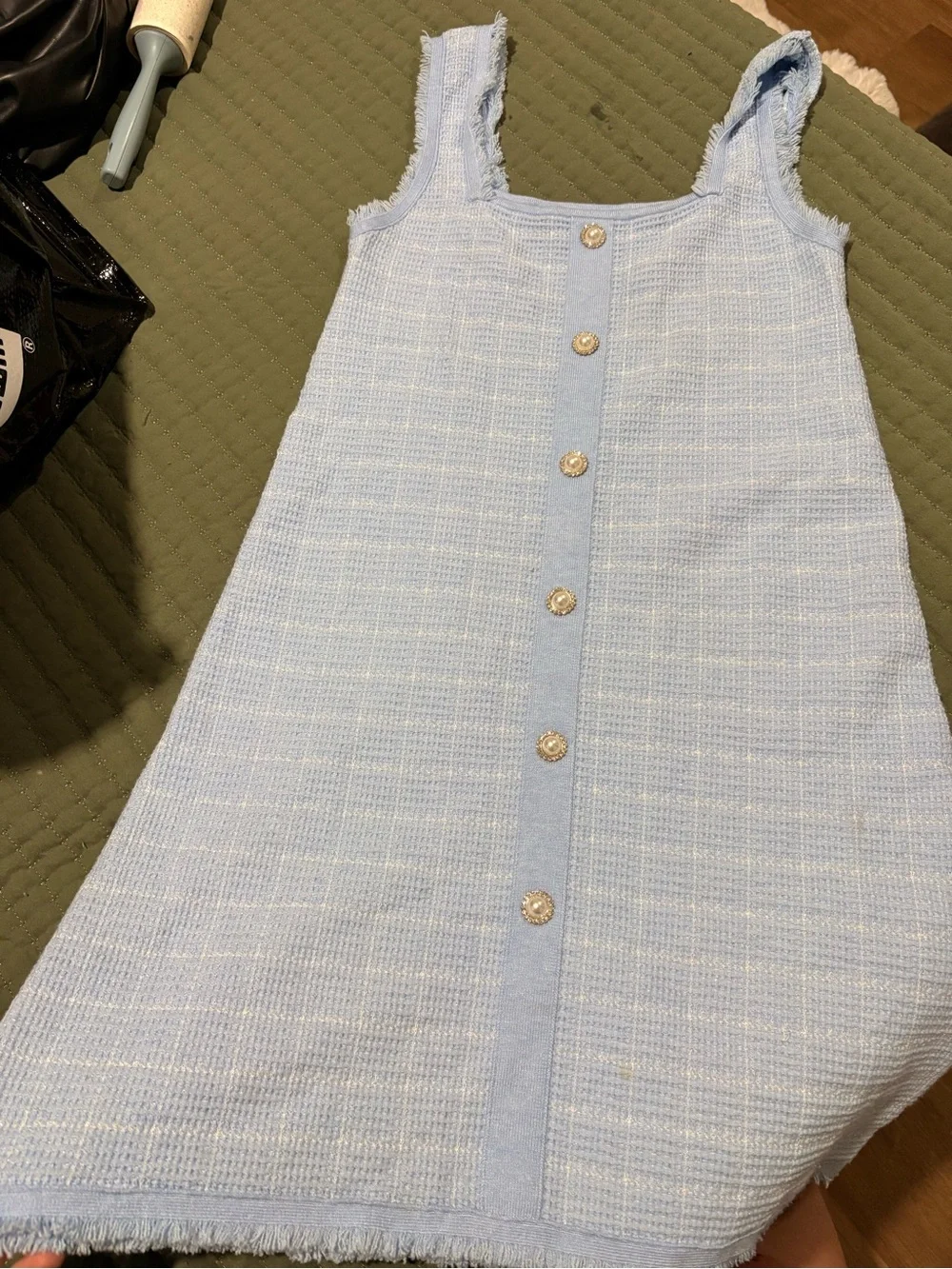 Light Blue Tweed Jacket and Dress Set